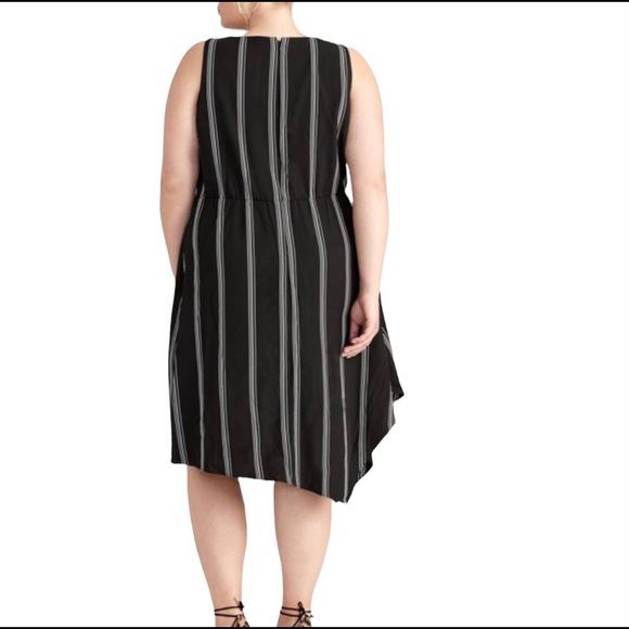 ❤️Rachel Roy Pinstripe Sleeveless Below Knee Fall Summer Office Night Out Dress - Picture 9 of 13